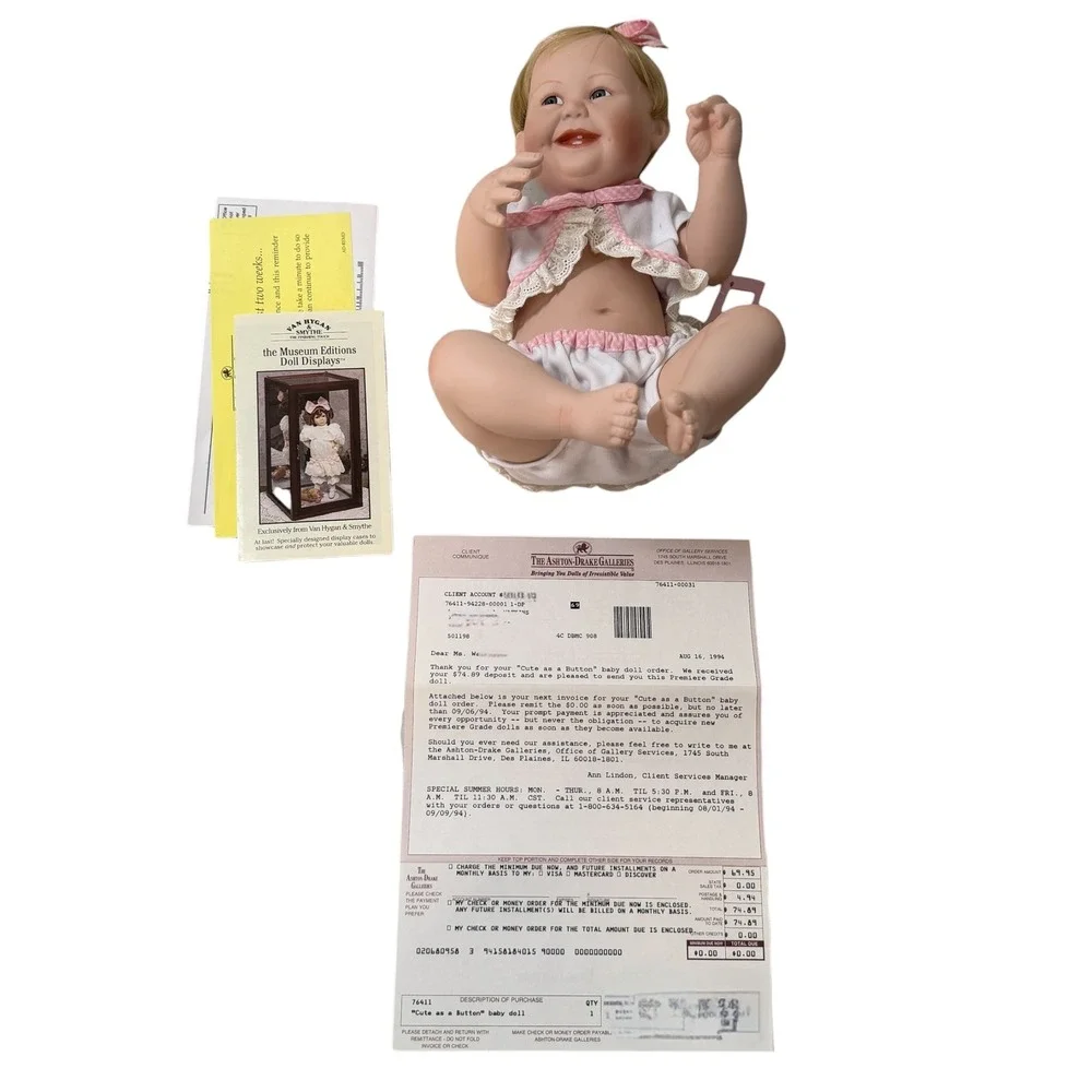 Ashton Drake Titus Tomescu Cute as a Button Baby‎ Doll Barely Yours 1993 New